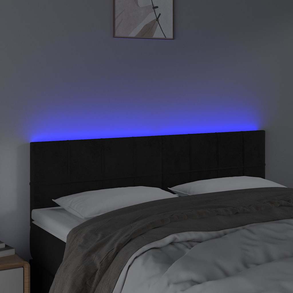 Vidaxl hoofdbord led 144x5x78 88 cm fluweel zwart