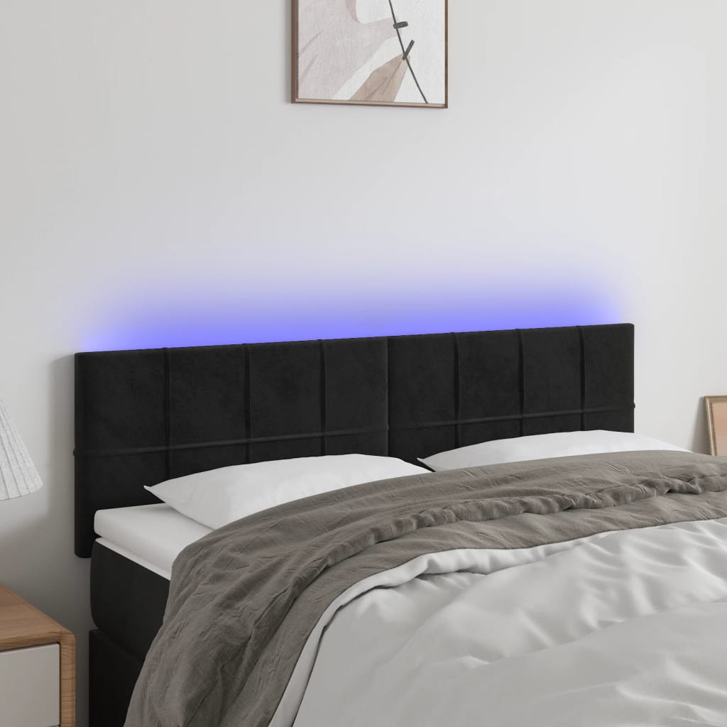 Vidaxl hoofdbord led 144x5x78 88 cm fluweel zwart