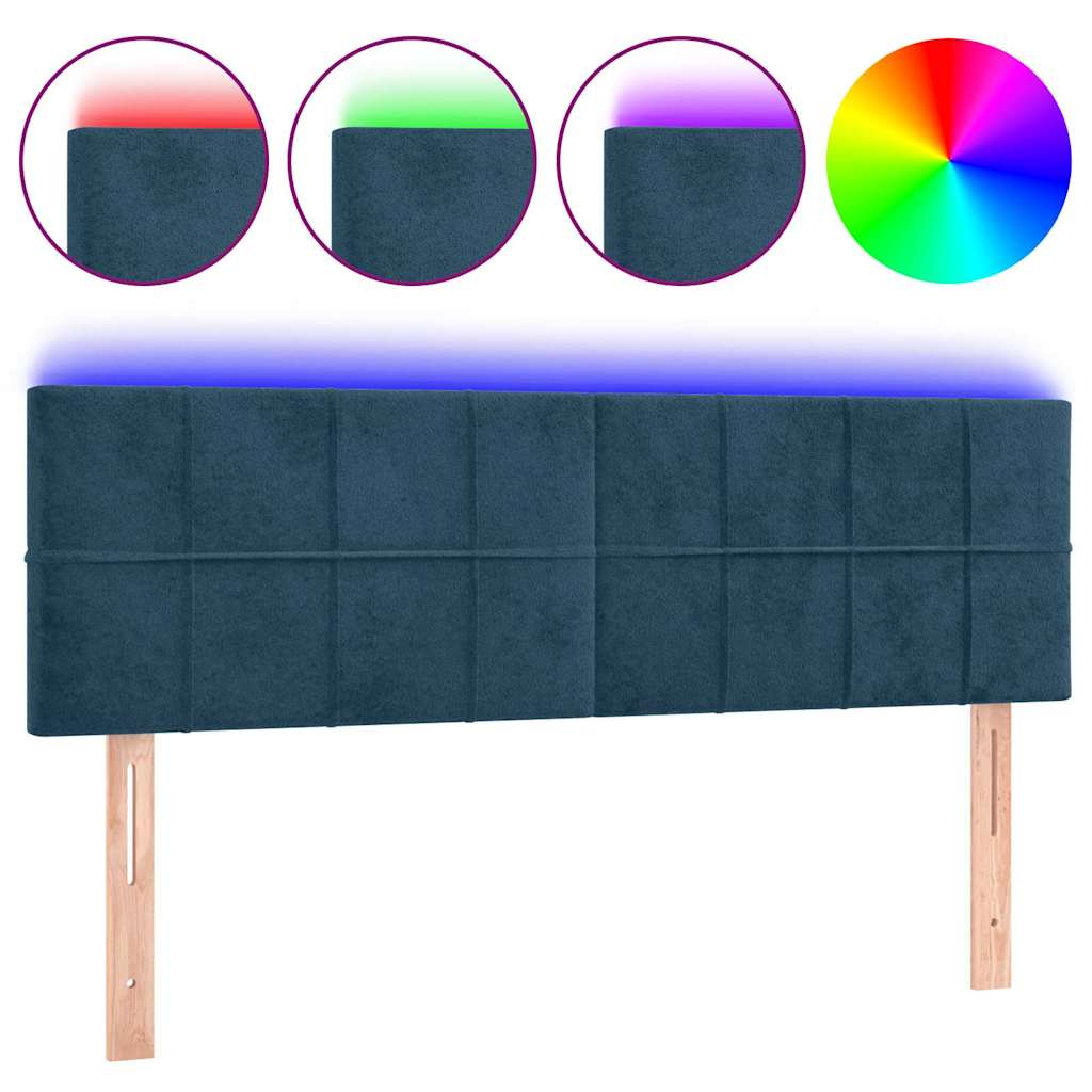 Vidaxl hoofdbord led 144x5x78 88 cm fluweel donkerblauw