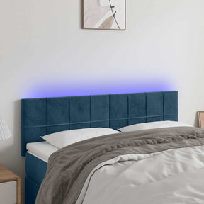 Vidaxl hoofdbord led 144x5x78 88 cm fluweel donkerblauw