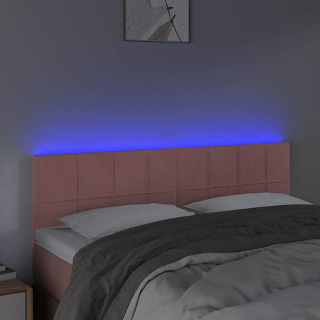 Vidaxl hoofdbord led 144x5x78 88 cm fluweel roze