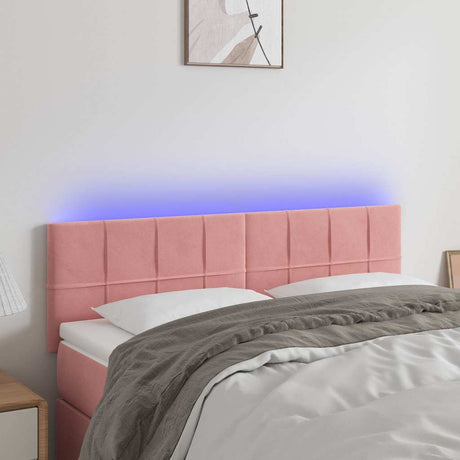 Vidaxl hoofdbord led 144x5x78 88 cm fluweel roze