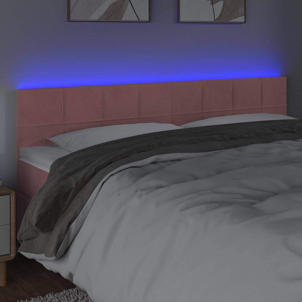 Vidaxl hoofdbord led 160x5x78 88 cm fluweel roze