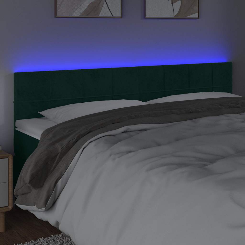 Vidaxl hoofdbord led 180x5x78 88 cm fluweel donkergroen