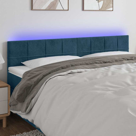 Vidaxl hoofdbord led 200x5x78 88 cm fluweel donkerblauw