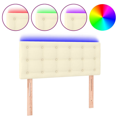 Vidaxl hoofdbord led 100x5x78 88 cm kunstleer crèmekleurig