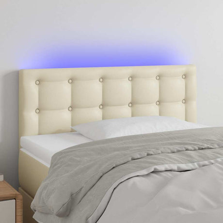 Vidaxl hoofdbord led 100x5x78 88 cm kunstleer crèmekleurig