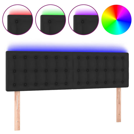 Vidaxl hoofdbord led 144x5x78 88 cm kunstleer zwart