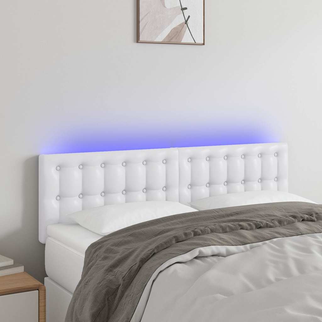 Vidaxl hoofdbord led 144x5x78 88 cm kunstleer wit