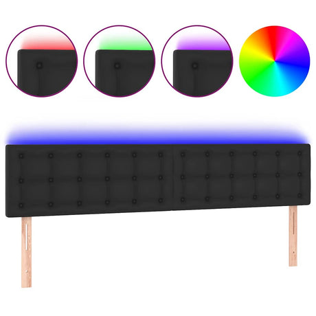 Vidaxl hoofdbord led 160x5x78 88 cm kunstleer zwart