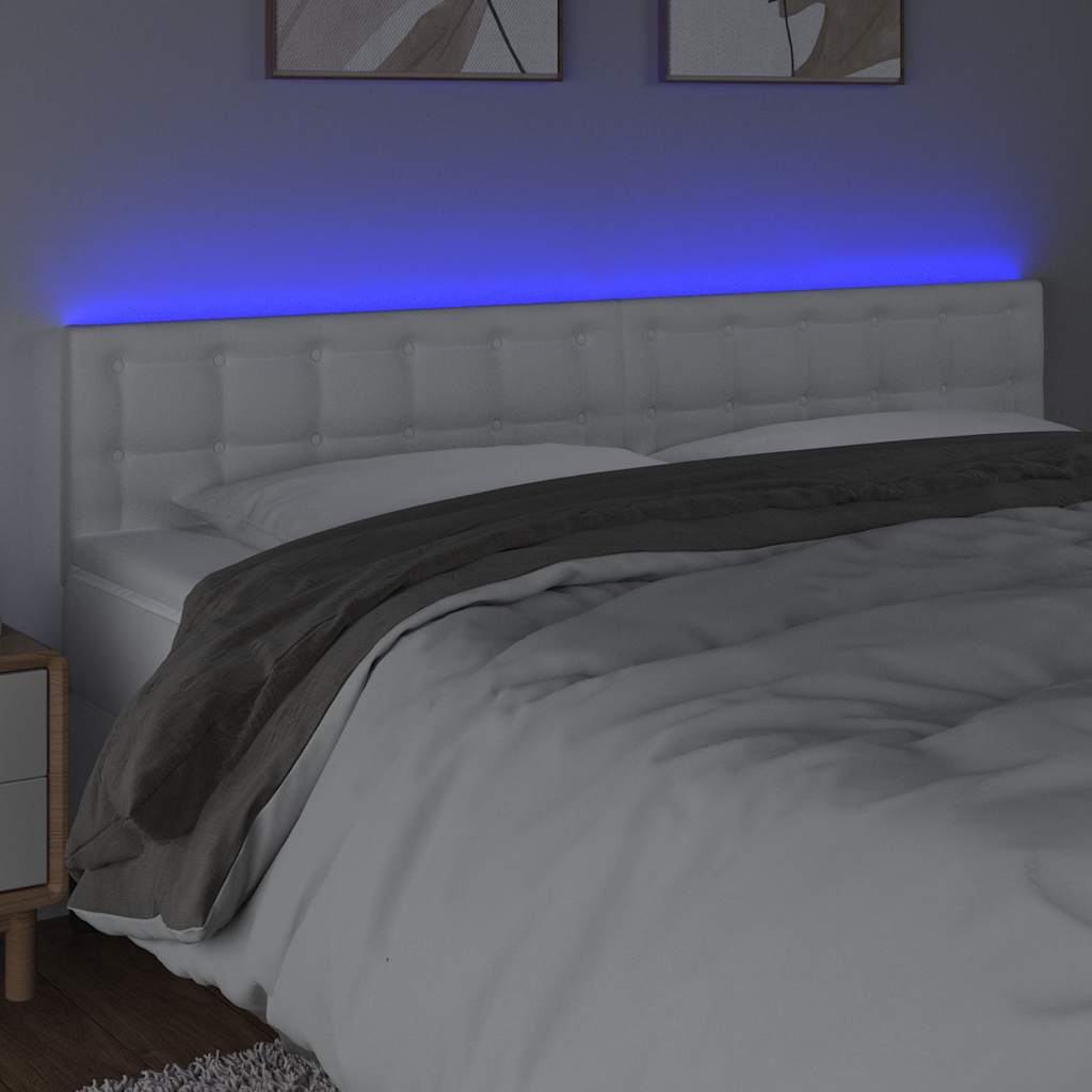 Vidaxl hoofdbord led 160x5x78 88 cm kunstleer wit