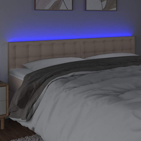 Vidaxl hoofdbord led 160x5x78 88 cm kunstleer cappuccinokleurig