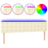 Vidaxl hoofdbord led 200x5x78 88 cm kunstleer crèmekleurig