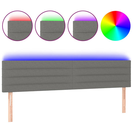 Vidaxl hoofdbord led 160x5x78 88 cm stof donkergrijs