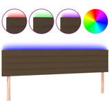 Vidaxl hoofdbord led 160x5x78 88 cm stof donkerbruin