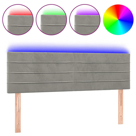 Vidaxl hoofdbord led 144x5x78 88 cm fluweel lichtgrijs