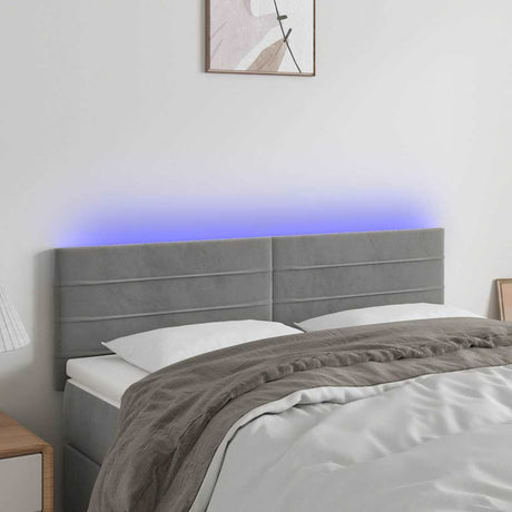 Vidaxl hoofdbord led 144x5x78 88 cm fluweel lichtgrijs