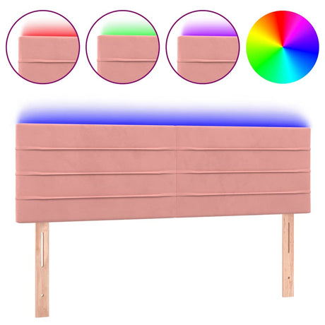 Vidaxl hoofdbord led 144x5x78 88 cm fluweel roze