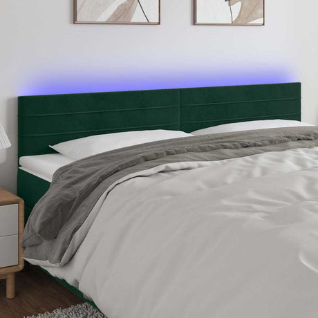 Vidaxl hoofdbord led 160x5x78 88 cm fluweel donkergroen