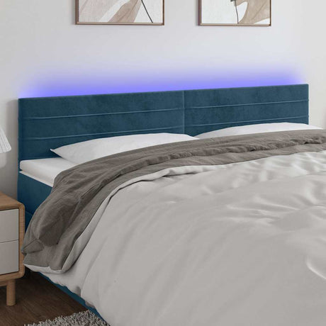 Vidaxl hoofdbord led 160x5x78 88 cm fluweel donkerblauw