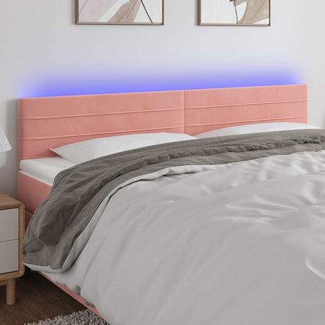 Vidaxl hoofdbord led 160x5x78 88 cm fluweel roze
