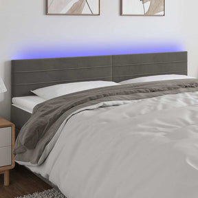 Vidaxl hoofdbord led 180x5x78 88 cm fluweel donkergrijs