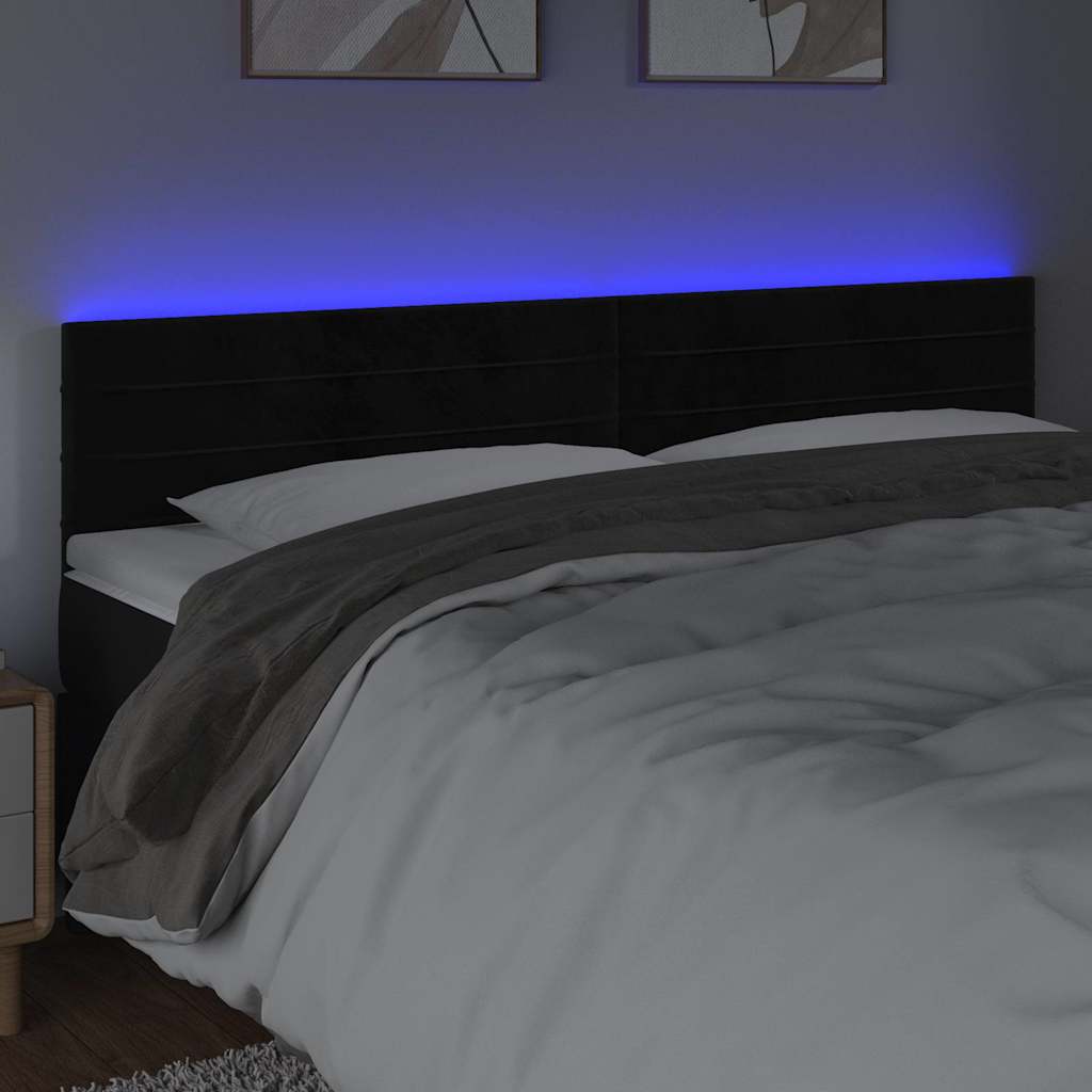 Vidaxl hoofdbord led 200x5x78 88 cm fluweel zwart