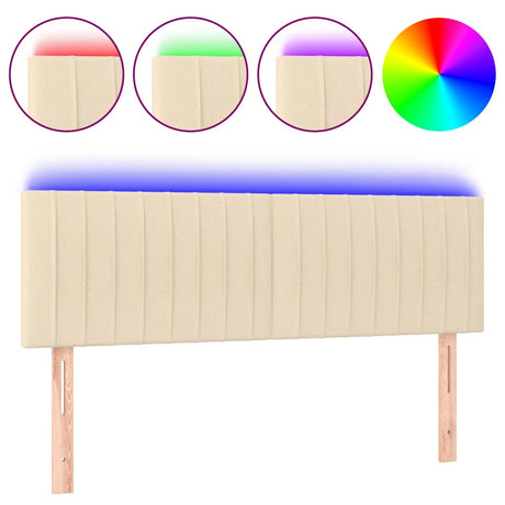 Vidaxl hoofdbord led 144x5x78 88 cm stof crèmekleurig