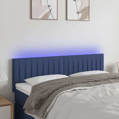 Vidaxl hoofdbord led 144x5x78 88 cm stof blauw