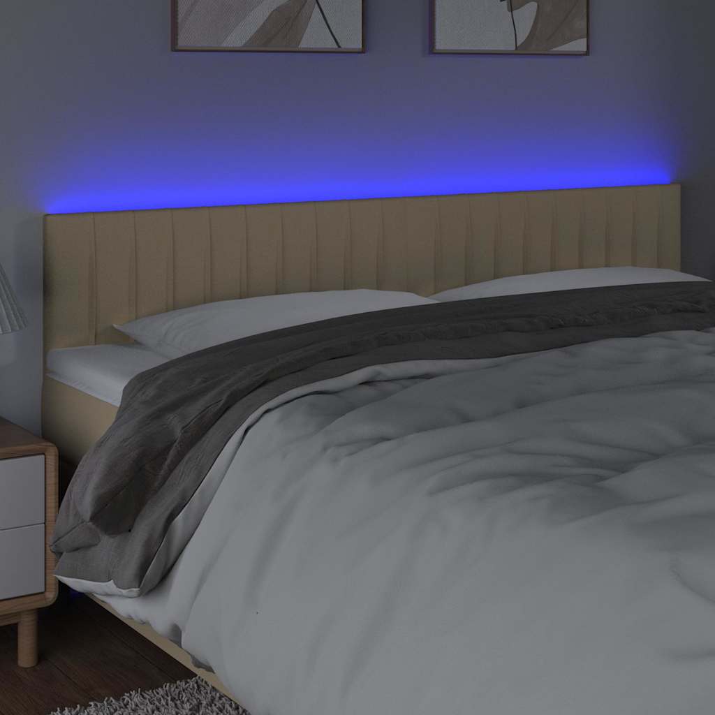 Vidaxl hoofdbord led 180x5x78 88 cm stof crèmekleurig