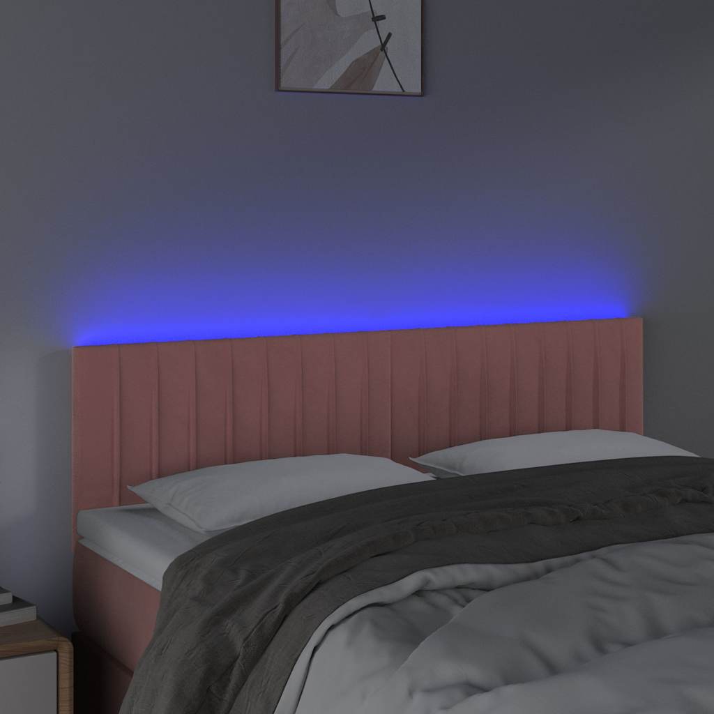 Vidaxl hoofdbord led 144x5x78 88 cm fluweel roze