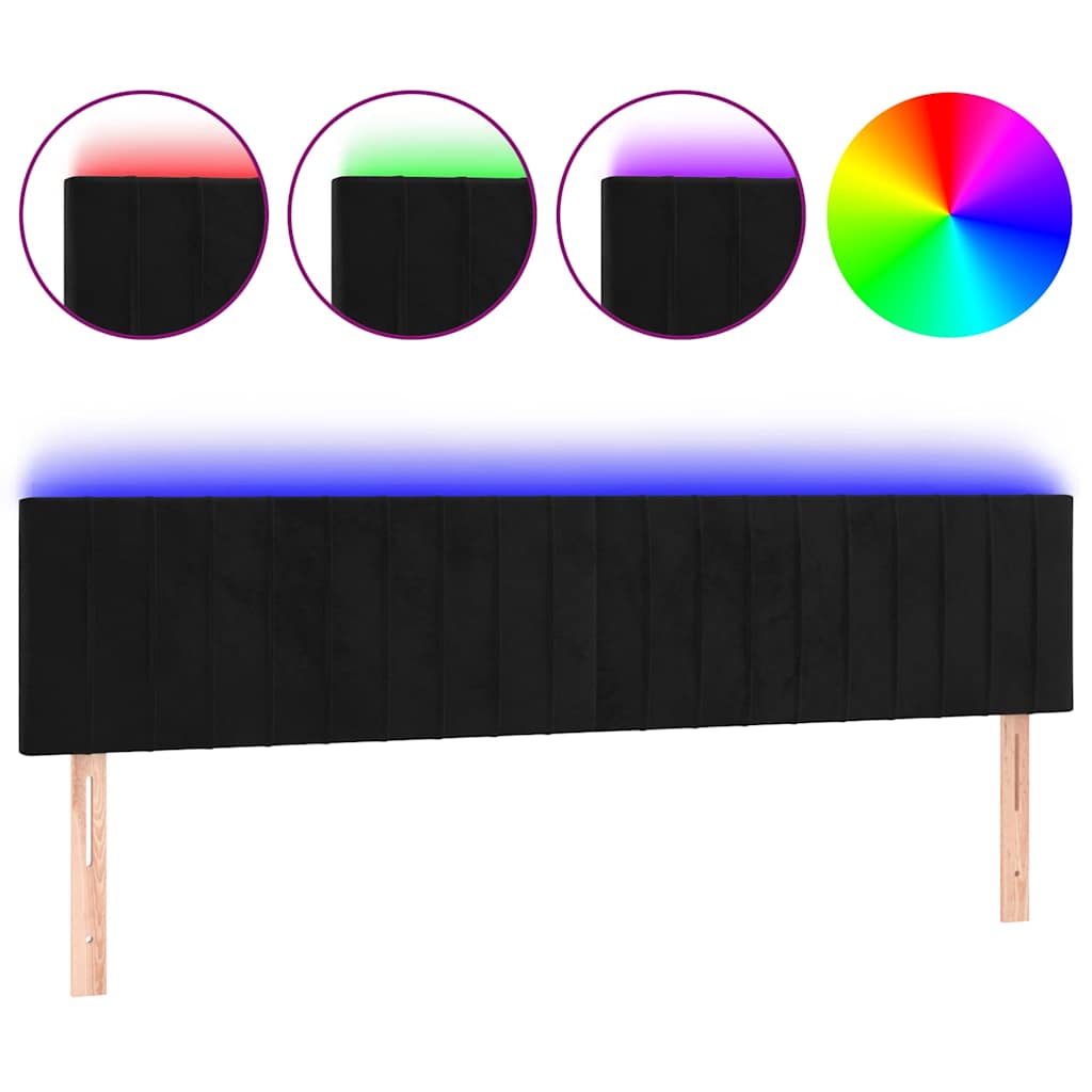 Vidaxl hoofdbord led 160x5x78 88 cm fluweel zwart
