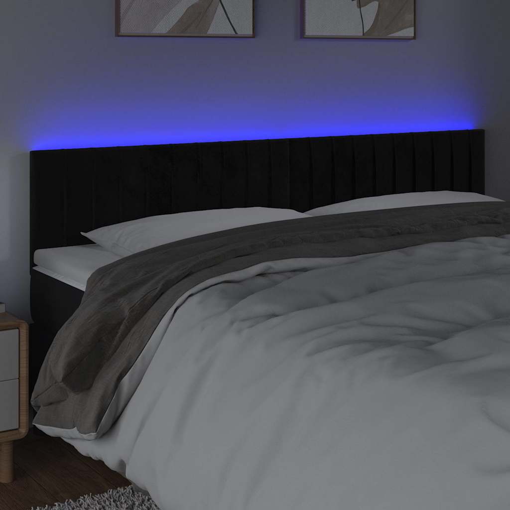 Vidaxl hoofdbord led 160x5x78 88 cm fluweel zwart