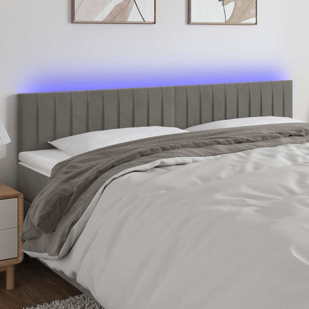 Vidaxl hoofdbord led 180x5x78 88 cm fluweel lichtgrijs