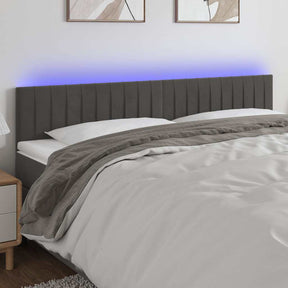 Vidaxl hoofdbord led 180x5x78 88 cm fluweel donkergrijs