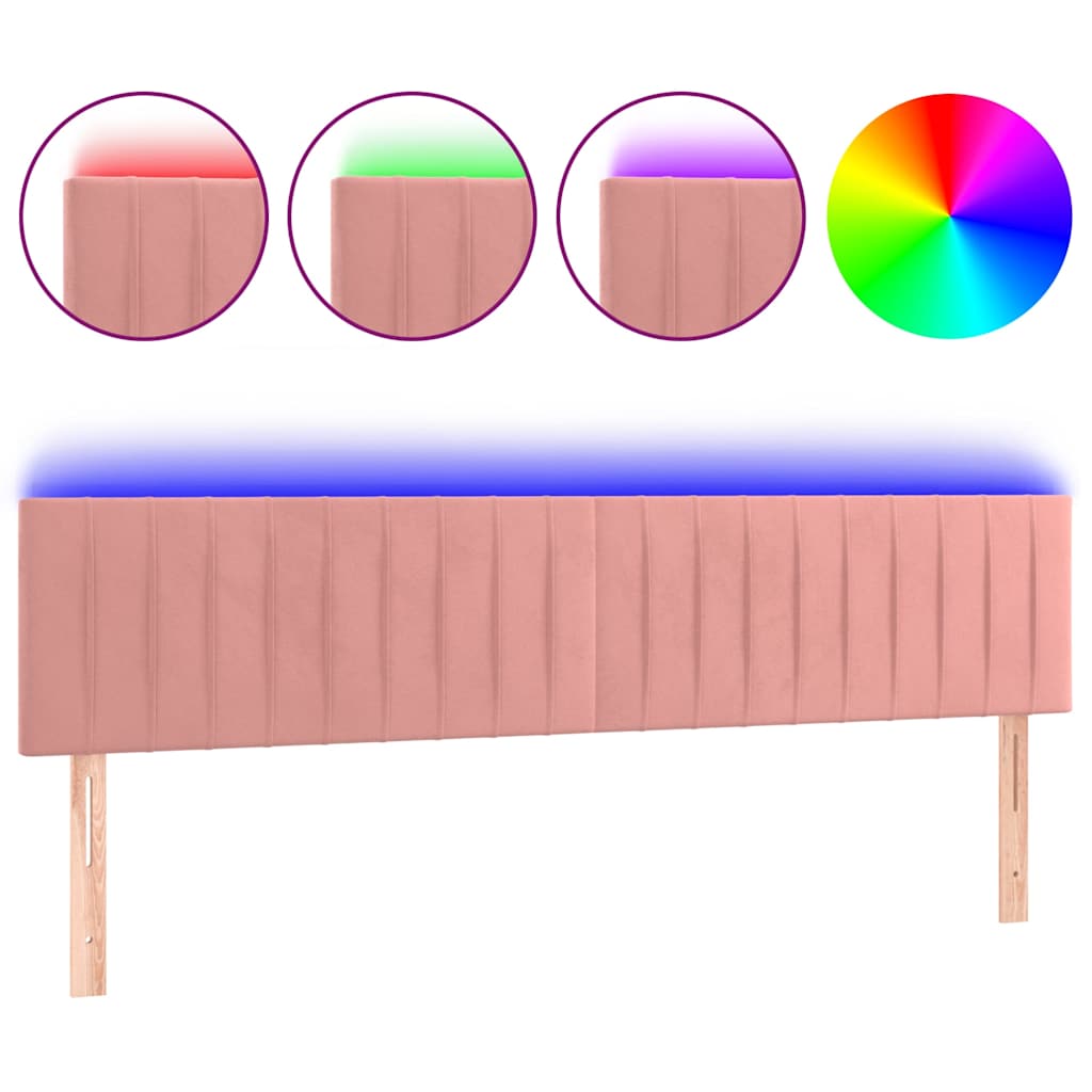 Vidaxl hoofdbord led 180x5x78 88 cm fluweel roze
