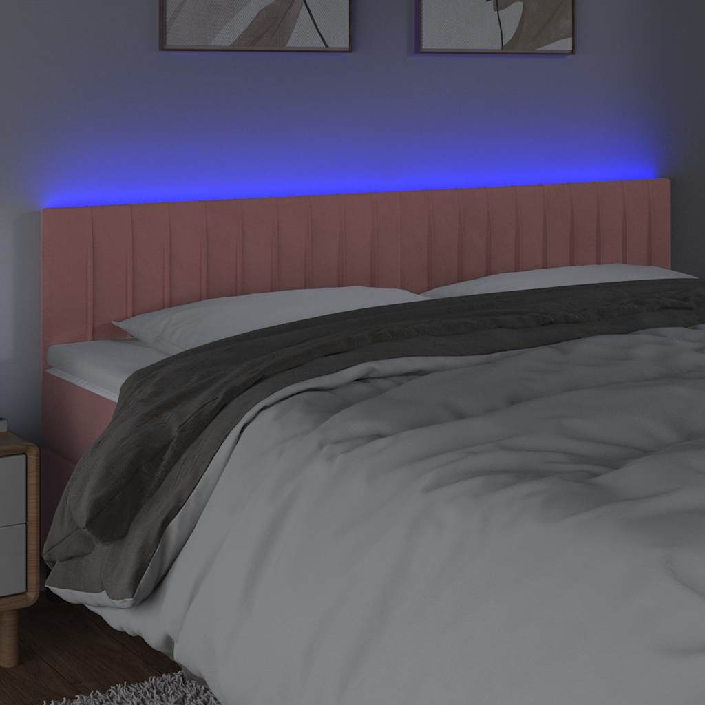 Vidaxl hoofdbord led 180x5x78 88 cm fluweel roze
