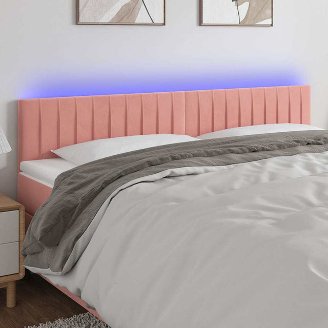 Vidaxl hoofdbord led 180x5x78 88 cm fluweel roze