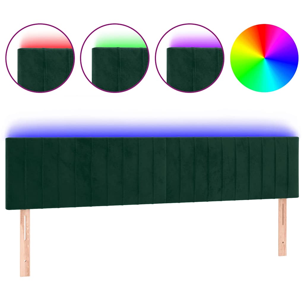 Vidaxl hoofdbord led 200x5x78 88 cm fluweel donkergroen