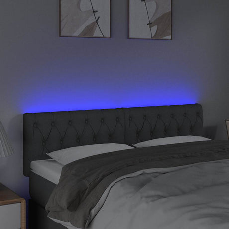 Vidaxl hoofdbord led 160x7x78 88 cm stof donkergrijs