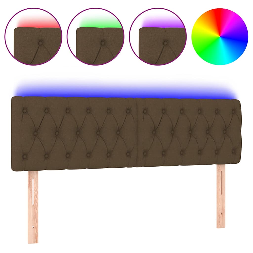 Vidaxl hoofdbord led 160x7x78 88 cm stof donkerbruin