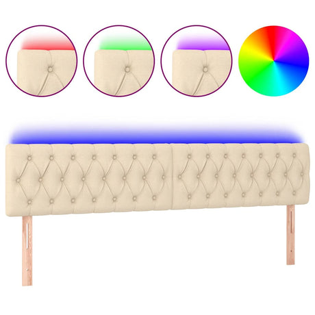 Vidaxl hoofdbord led 180x7x78 88 cm stof crèmekleurig