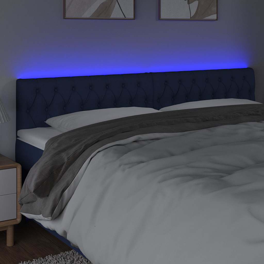 Vidaxl hoofdbord led 200x7x78 88 cm stof blauw