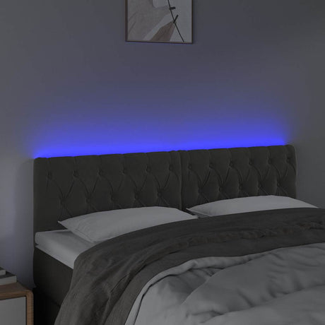 Vidaxl hoofdbord led 160x7x78 88 cm fluweel donkergrijs