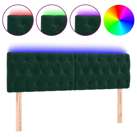 Vidaxl hoofdbord led 160x7x78 88 cm fluweel donkergroen