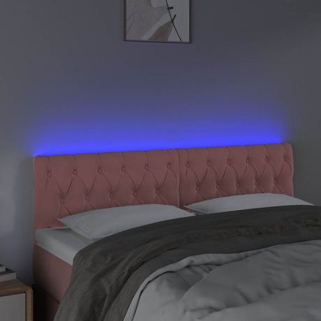 Vidaxl hoofdbord led 160x7x78 88 cm fluweel roze