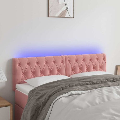 Vidaxl hoofdbord led 160x7x78 88 cm fluweel roze