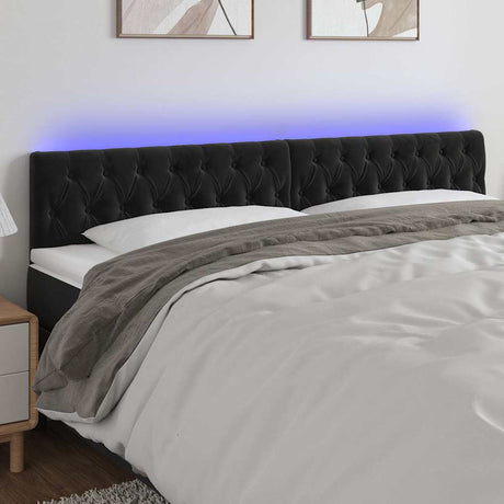 Vidaxl hoofdbord led 180x7x78 88 cm fluweel zwart