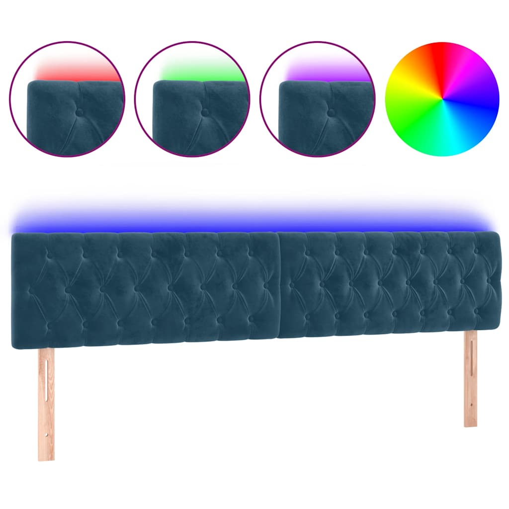 Vidaxl hoofdbord led 180x7x78 88 cm fluweel donkerblauw