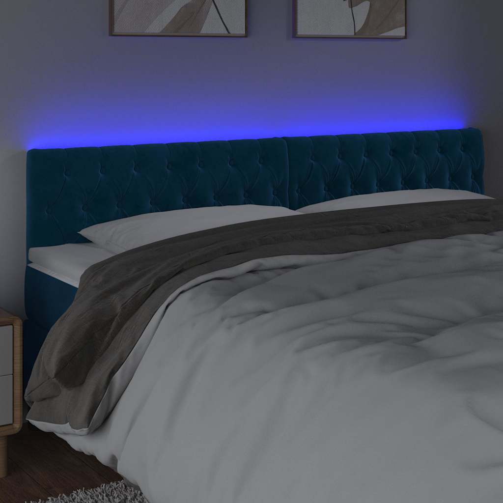 Vidaxl hoofdbord led 180x7x78 88 cm fluweel donkerblauw